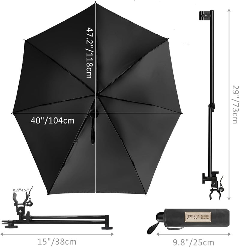 DUOUPA Upf 50+ Chair Umbrella With Clamp/Sun Shade - Portable Umbrella For Sports & Outdoors - Secure Clamp, 360-Degree Swivel Adjustable Position For Maximum Sun Protection - Image 2